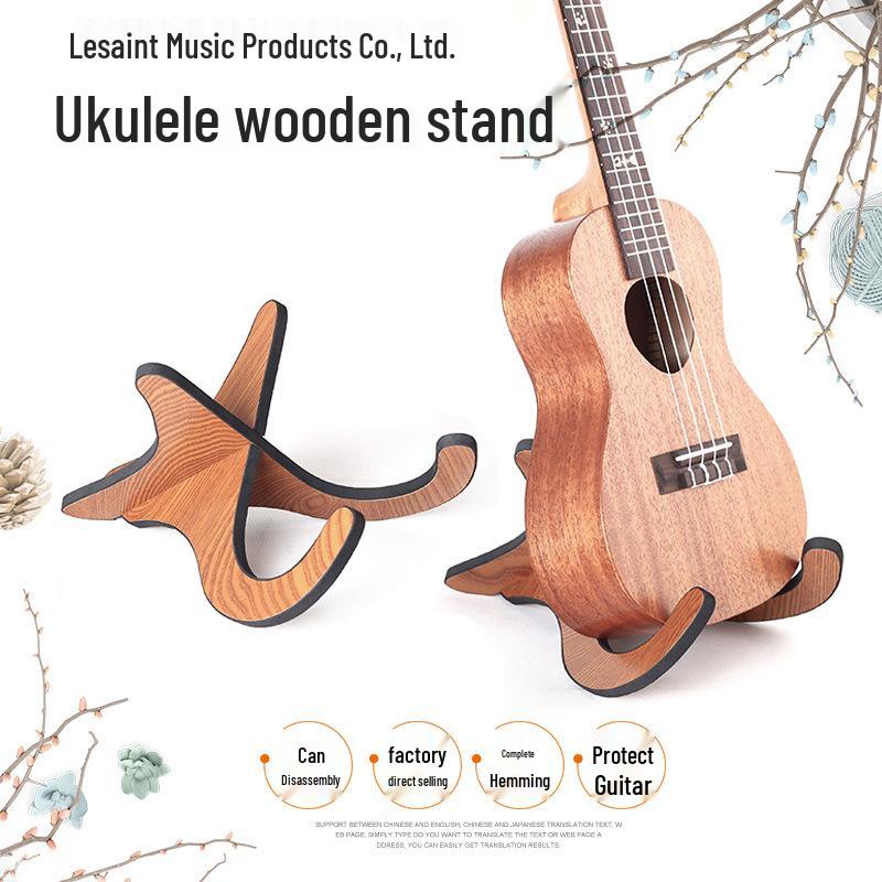 Wooden Stand for Guitar & Ukulele - Fits Folk, Classical, and Electric Guitars