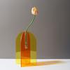 Acrylic Geometric Flower Vase Fine Detail Easy To Clean Acrylic Geometric Minimalist Vase for Living Room Table Door Slice Orange Yellow 20x15x2cm