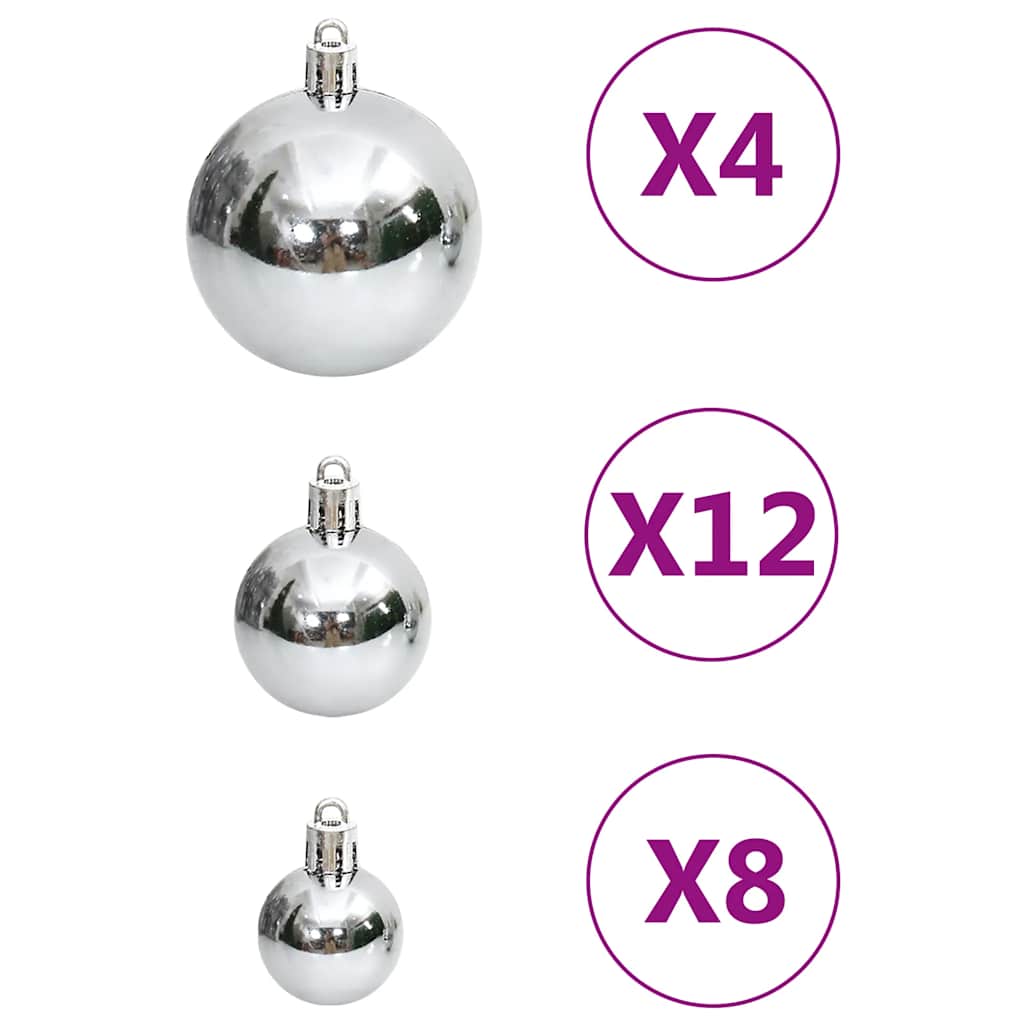 111 pc Christmas Ornament Set Silver Polystyrene
