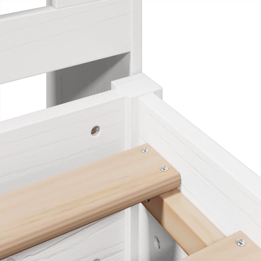 Solid Wood Bed with Shelf Without Mattress White 180x200 cm Pine