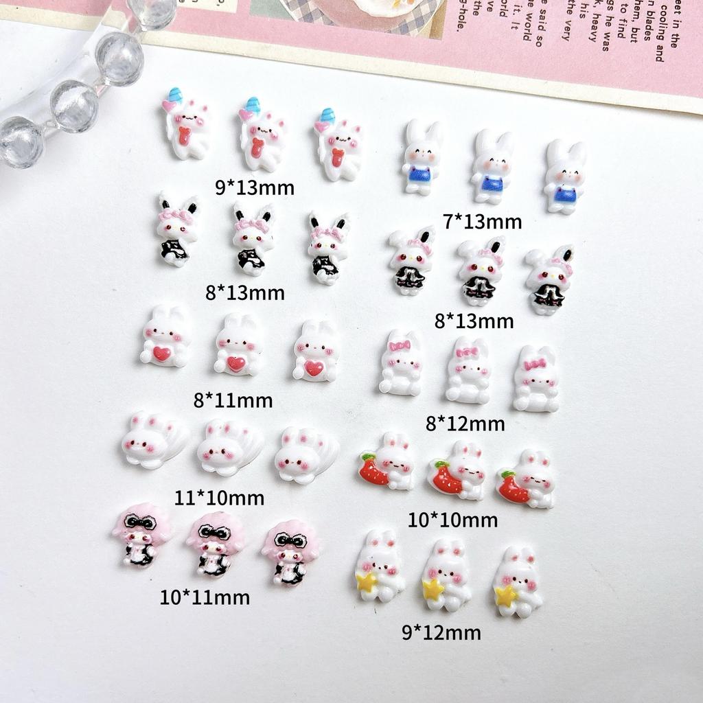 Cartoon Rabbit Nail Art Accessories Cute 3D Heart Blush Bunny Handmade DIY Nail Wearable Nail Decorations