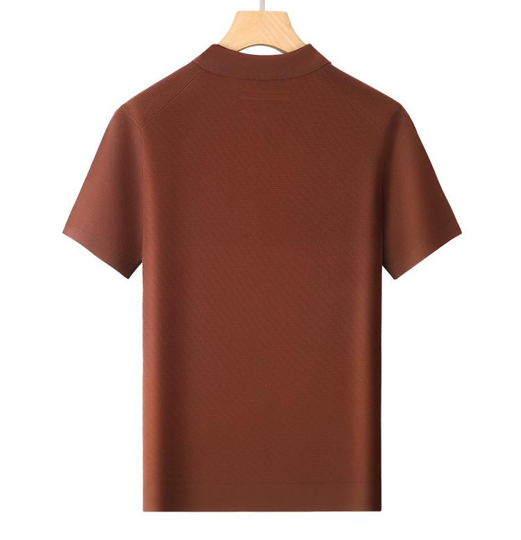 [Knitted Jacquard] Spring and Summer Breathable Base Short Sleeved T-shirt for Men's Business Casual Knitted Lapel Polo Shirt