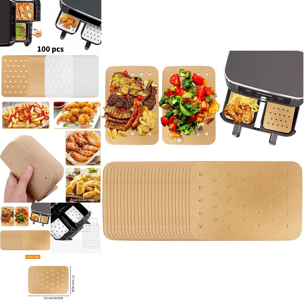Durable Rectangular Oil Paper Liner For Air Fryer Heat Resistant And Non-stick