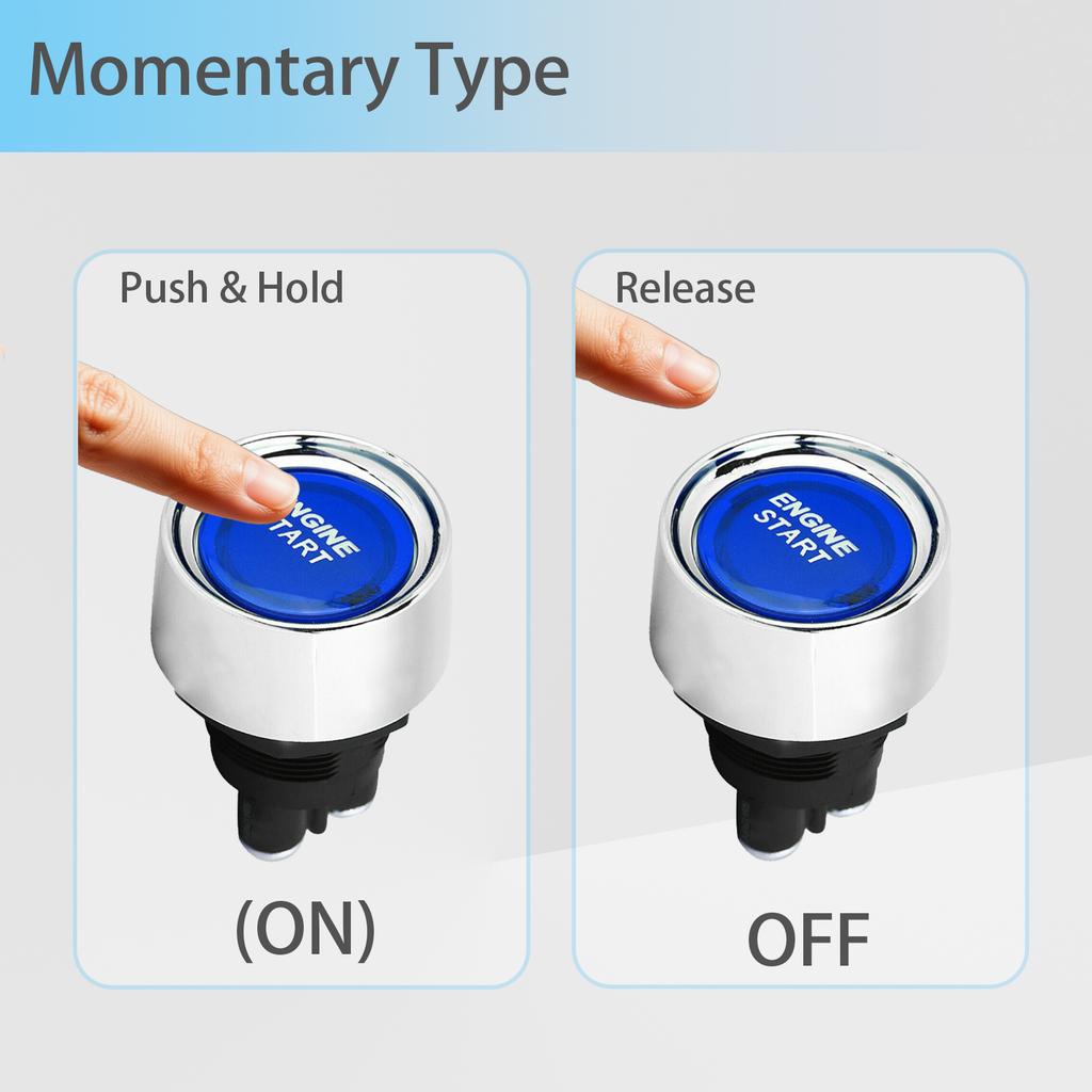 Car Start Engine Button 12V 50A Momentary ON OFF Keyless Blue Led Push Button Stater Ignition Switch For Truck Van RV Tractor Relays 5