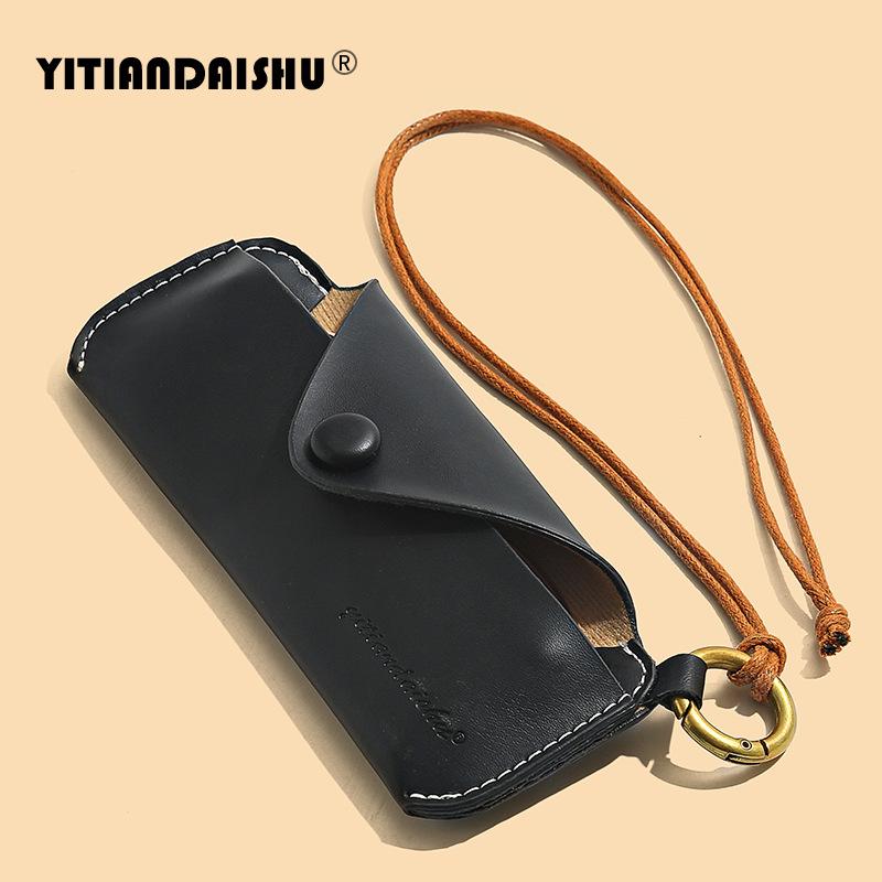 

Минималистичный чехол для очков из ПУ кожи для мужчин и женщин - Портативная модная сумка для хранения чёрный