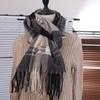Long Tessel Plaid Wool Scarf Windproof Men Scarf Fashion Winter Cashmere Scarf  Female