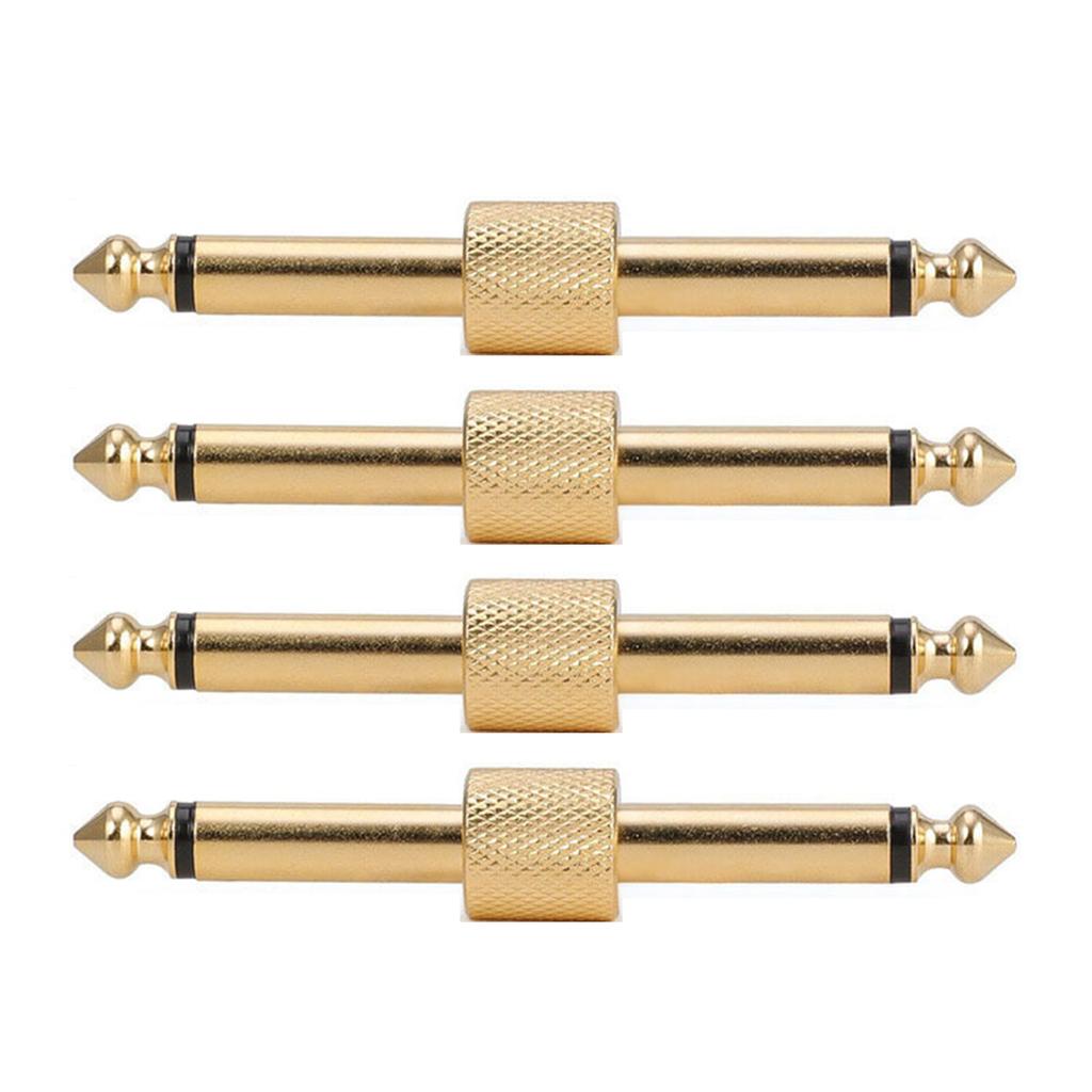 4Pcs Guitar Pedal Effects Patch Connector Coupler Male to Male Offset Plug Adaptor 6.35mm to 6.35mm Adapter Converter