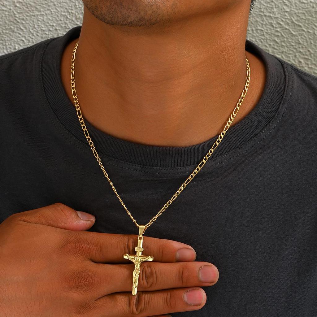 European & American Cross Pendant Men's Necklace - Unisex Style