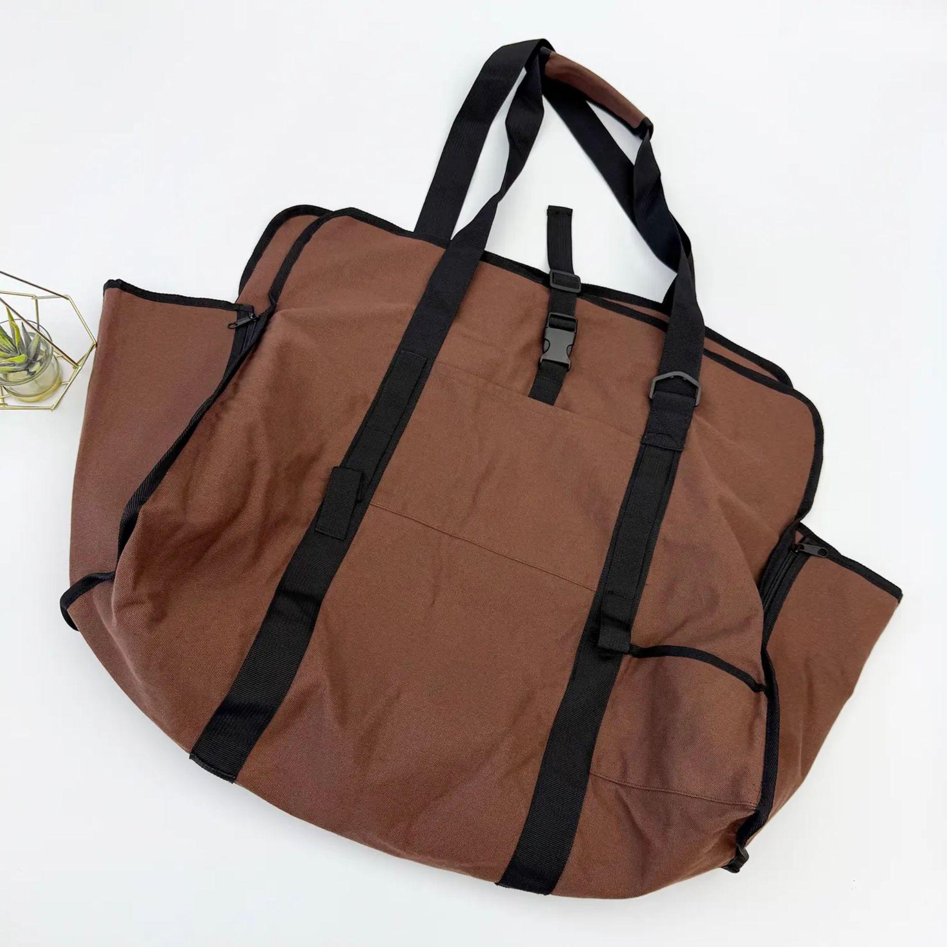 Portable Large Capacity Semi-Open Outdoor Firewood Tote Bag коричневый