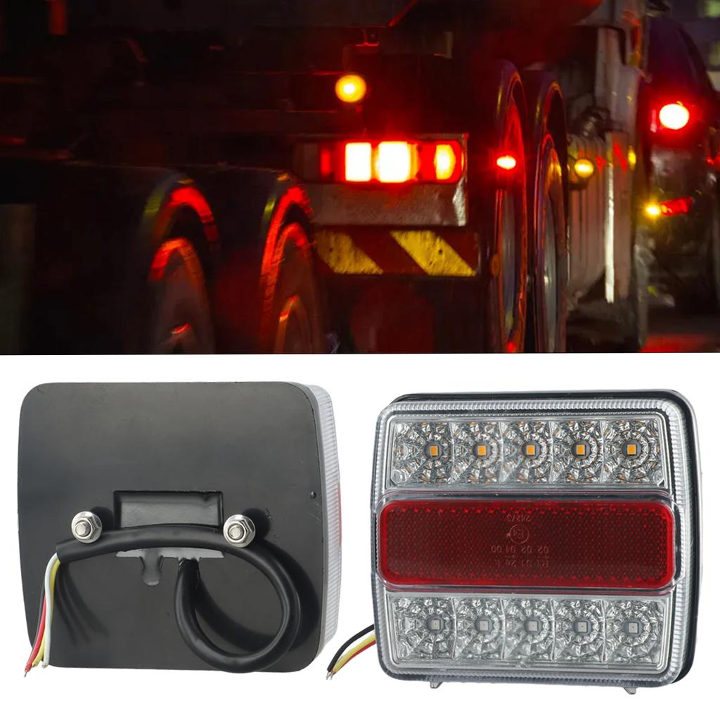 2Pcs 12V Rear 15LED Submersible Trailer Tail Lights Kit Boat Marker Truck Waterproof Turn Signal License Plate Light Rear Refl