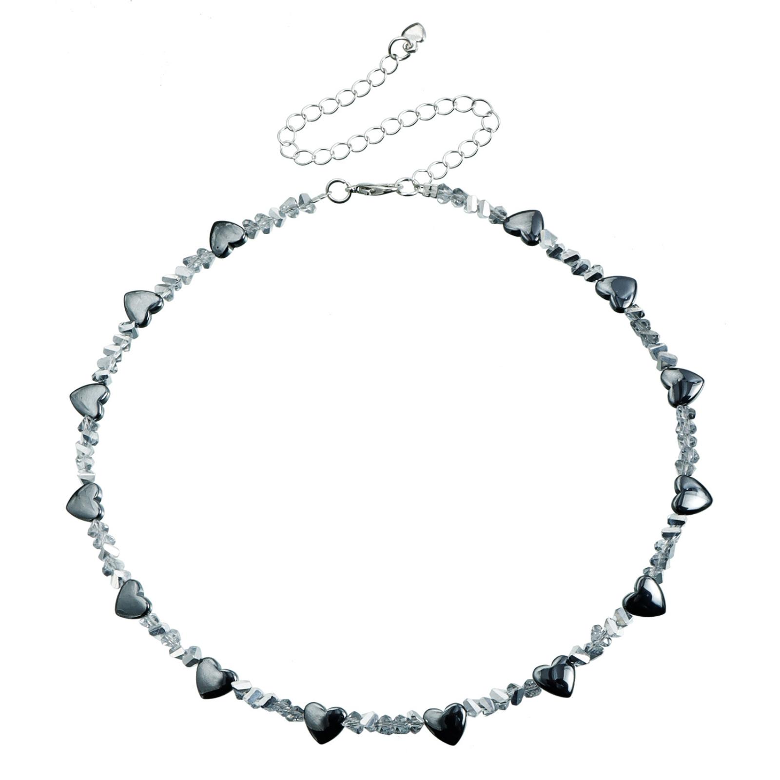 Heart-shaped Glass Crystal Clavicle Chain, Fashionable And Elegant Necklace One Size