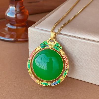 Schmuck Sicherheitsverschluss Hohlanhänger Chalcedon Halskette Geburtstagsgeschenk Hauptstein 25 * 25