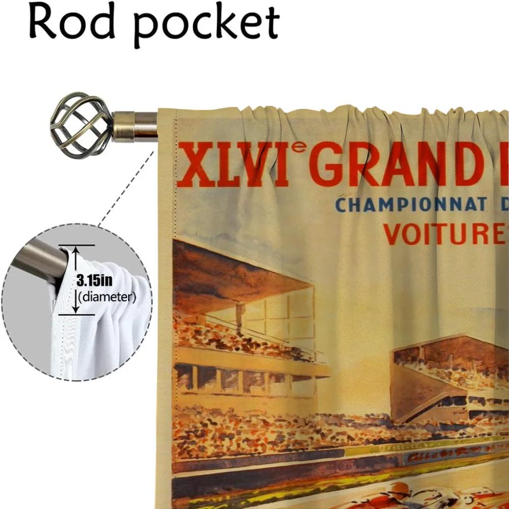 Elegant Room Curtains 2 Pieces Vintage Car Races Home Interior Curtains for Camera Partition Halloween Decoration Shades Curtain