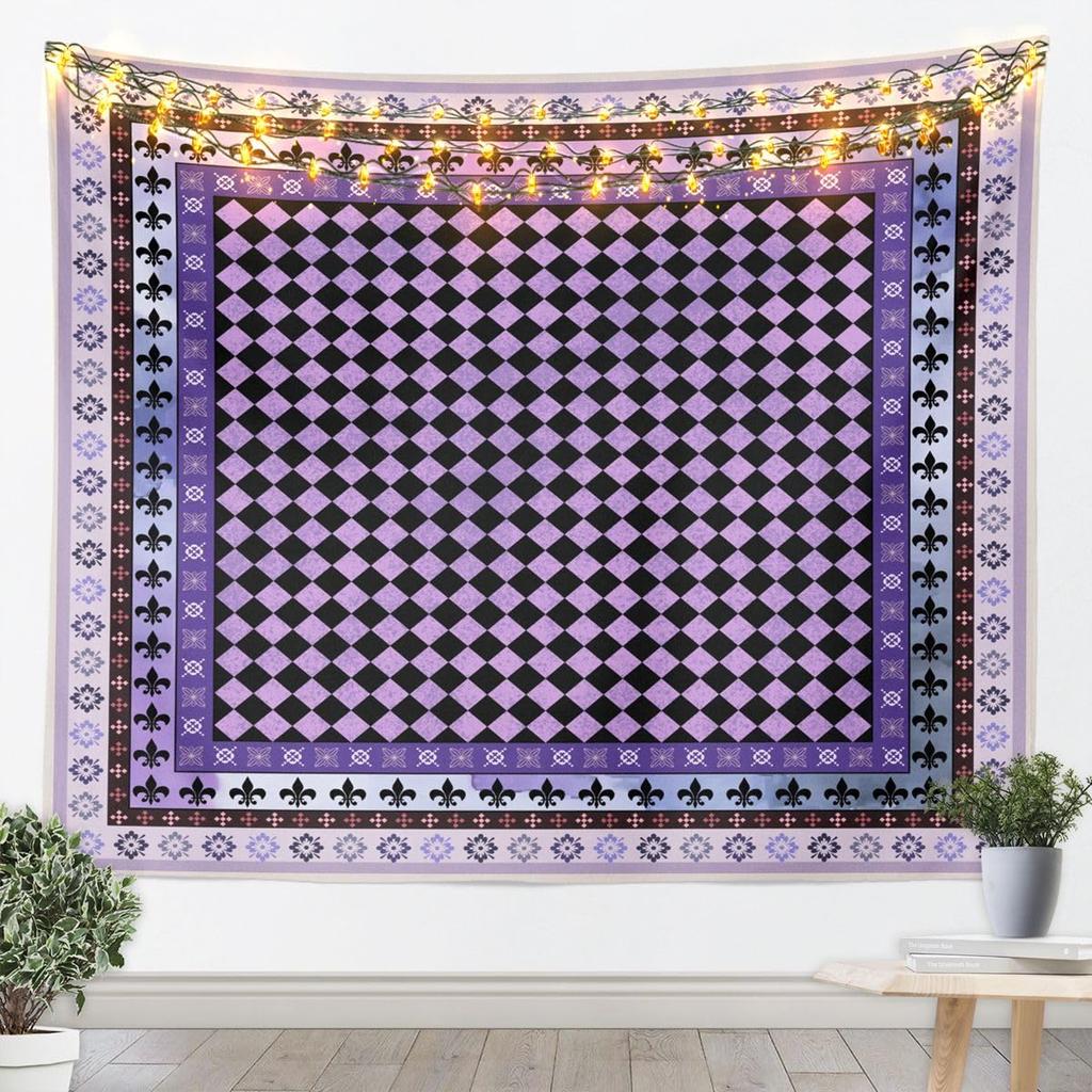 Modern Geometric Tapestry Brown Patchwork Texture Retro Wall Art for Living Room Bedroom Modern Art Wall Hanging Blanket Luxury