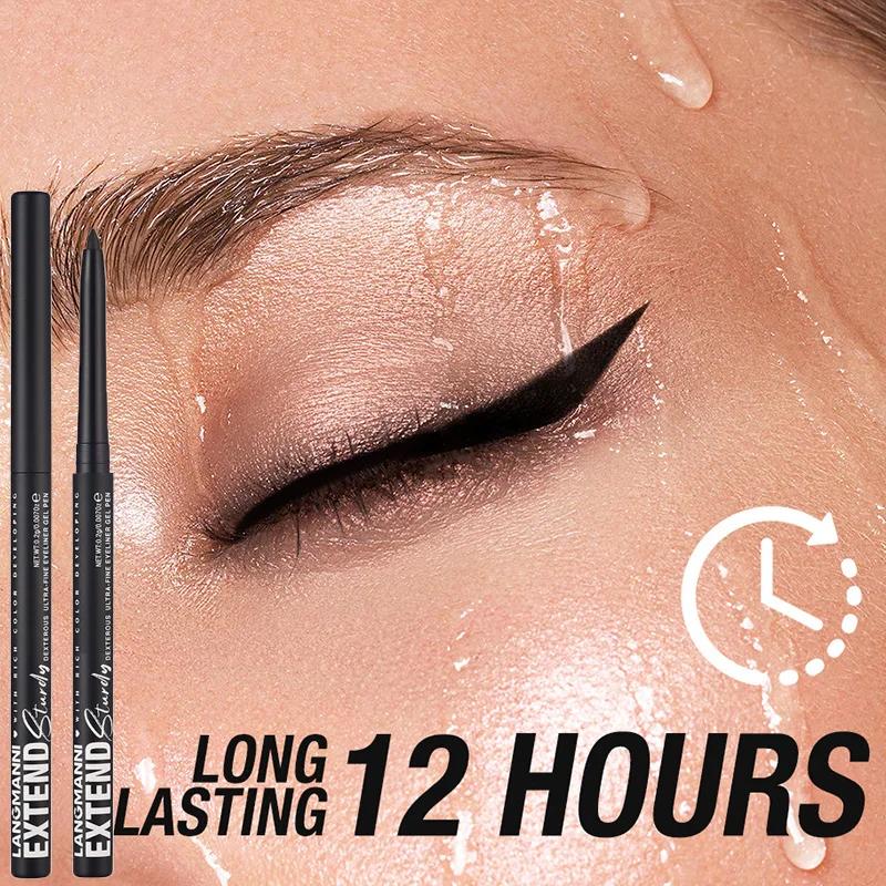 2 v 1 Tužka na oční linky a stíny Voděodolná Dlouhotrvající 12 Barev Otočná Černá Matná Tužka na oční linky Lepidlo na oční linky Make-up na oči Kosmetika