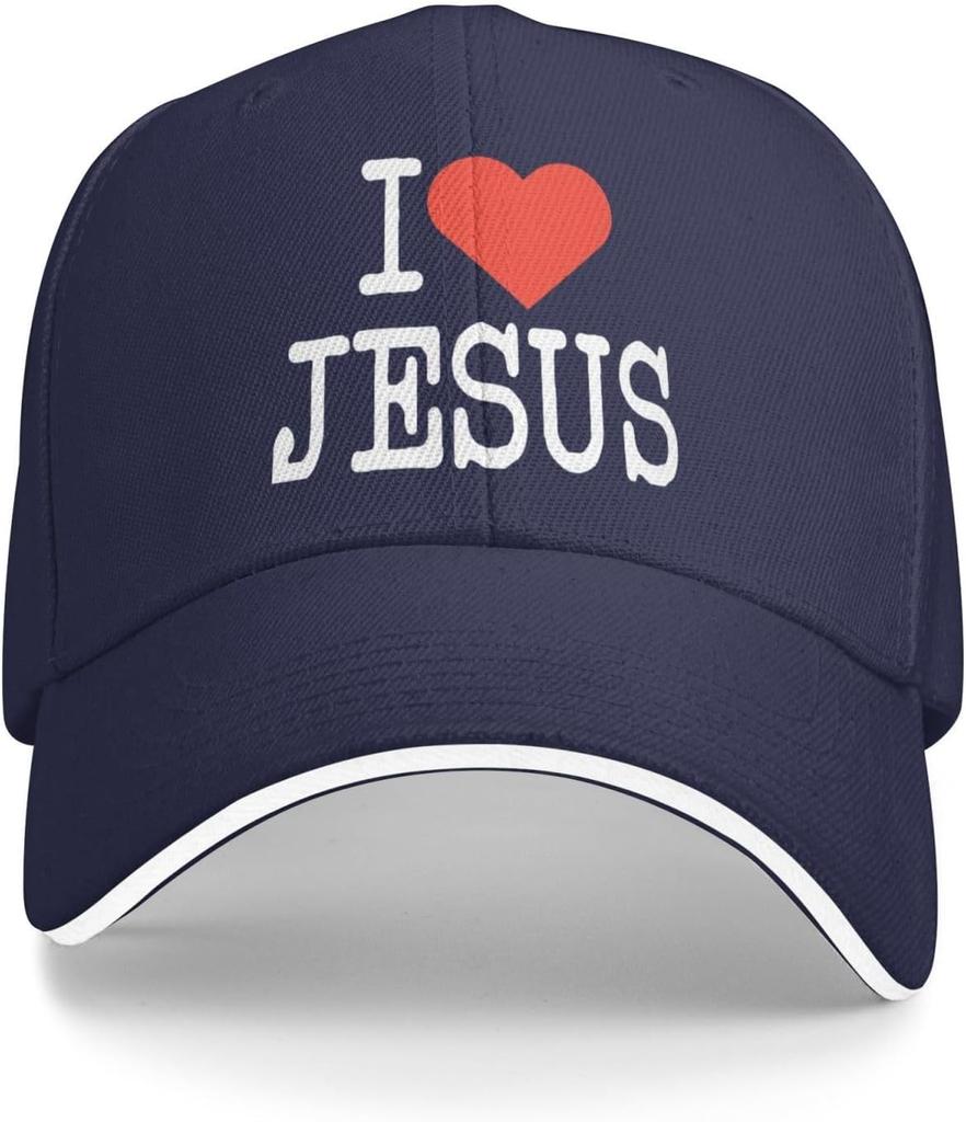 I Love Jesus Christian Baseball Cap Polyester Adjustable Trucker Hat for Adults