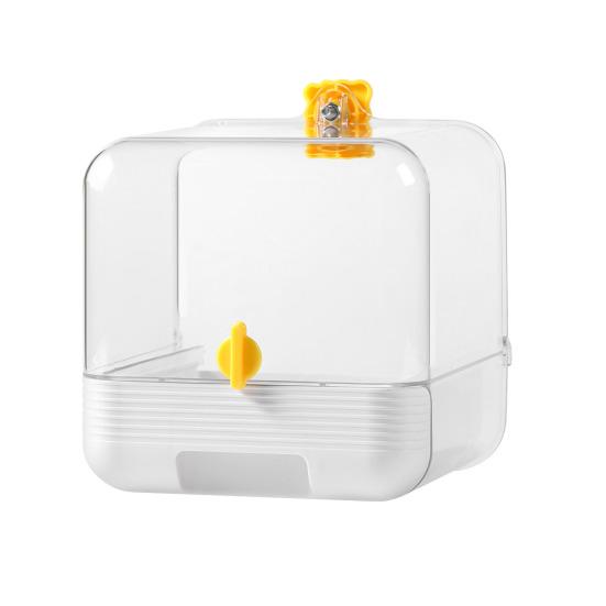 No Mess Bird Cage Feeder 2 in 1 Transparent Parakeet Bathtub with Bottom Drawer Multi-functional Shower Box for Budgies Parakeet Small Parrot