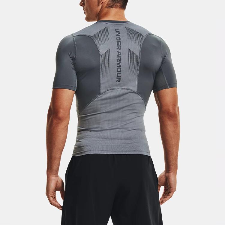 Under Armour HeatGear Vent Compression Short Sleeve Training Top Men Tops Gray 1362452-012