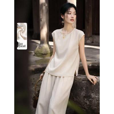 XWI Women's New Chinese Style Summer Two-Piece Set