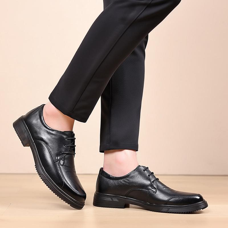 Genuine Leather Shoes Men's Leather Shoes Black Soft Leather Soft Bottom Men Elegant Casual Business Luxury Social Male Shoe