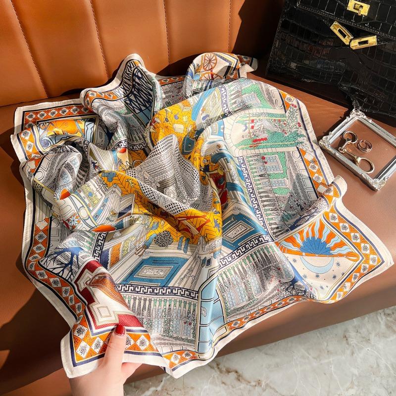 

Весенний новый шелковый платок из набивного шелка, высококачественный платок из тутового шелка, квадратный платок, деловой подарок, шаль 68cm