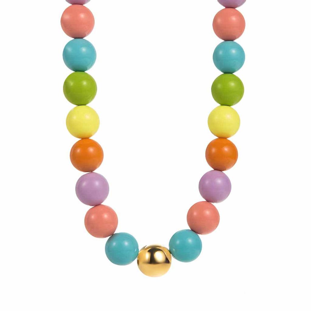 N13167 Colorful Beaded Necklace: Cute Bohemian Handmade Clavicle Chain
