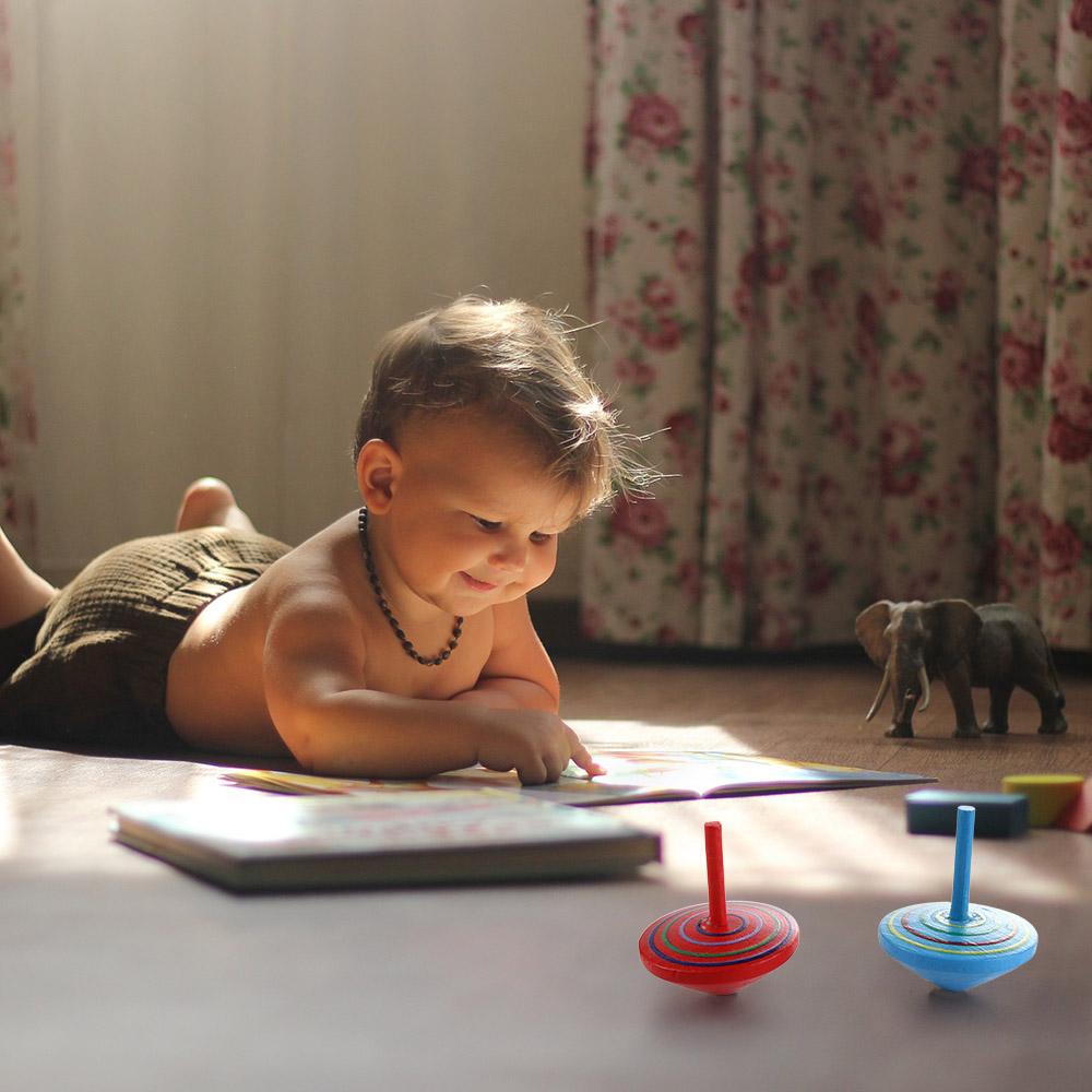 Educational Game Wooden Gyro Toys Desktop Spinning Top Wooden Rotate Gyro Woode Spinning Top Toy