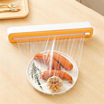 Magnetic Plastic Wrap Cutter Wall-Mounted Slide Cutting Box for Foil Cling Film Built-In Dual Blades Space-Saving Safe Kitchen Organizer for Home