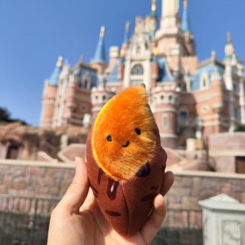 New Sweet Potato Keychain Detachable Plush Key Chain Cute Roasted Sweet Potato Keyring Cartoon Backpack Pendant Bag Charm