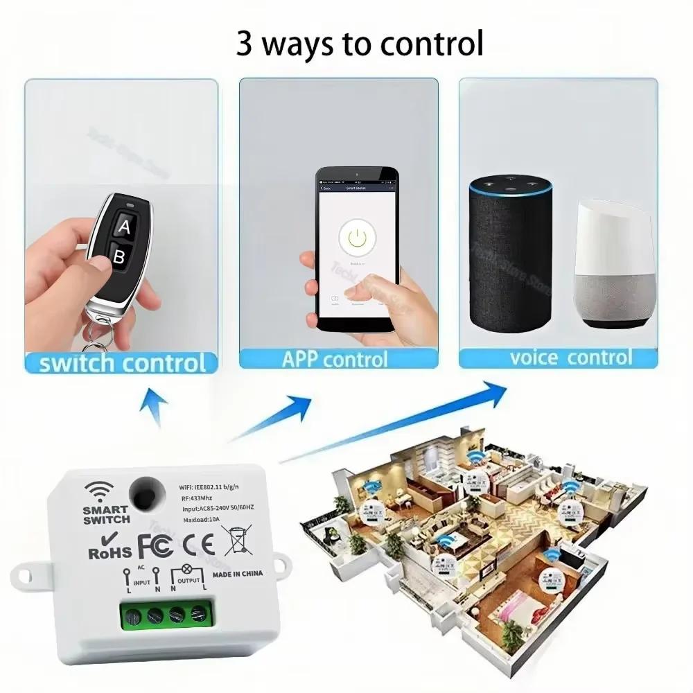 Comutator de lumină wireless RF 433MHz 220V 110V 10A Controler cu releu Mini buton rotund Comutator panou de perete Telecomandă pentru lampă LED