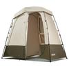 Camping Shower Tent, 2-Room Foldable Privacy Tent Changing Room with Ground Stakes, Ropes, Carry Bag, and Crossbar, 150D Oxford Fabric with Silver