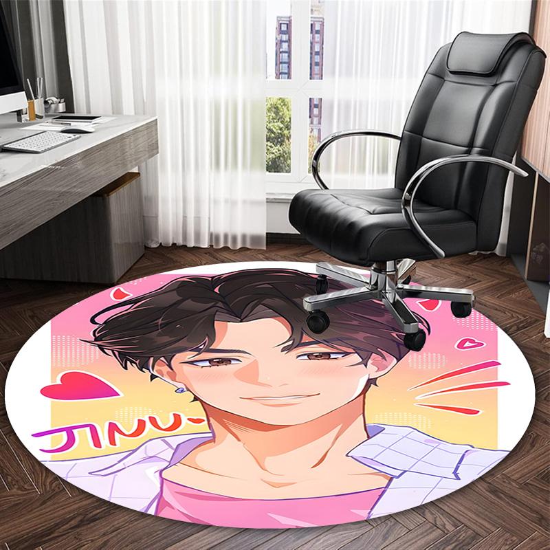 1pc KPop Demon Hunters31 Print Round Carpet Chair Round Carpet Suitable for Bedroom Living Room Home Decorative Carpet