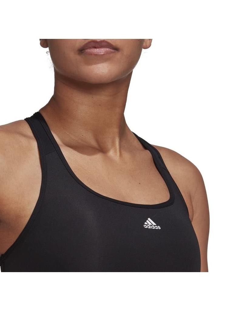 Adidas Powerreact Training Medium Support Three Stripes Bra BW237 Sports Bra Black Women's (HC7489) OT-B (AA-Bcup)