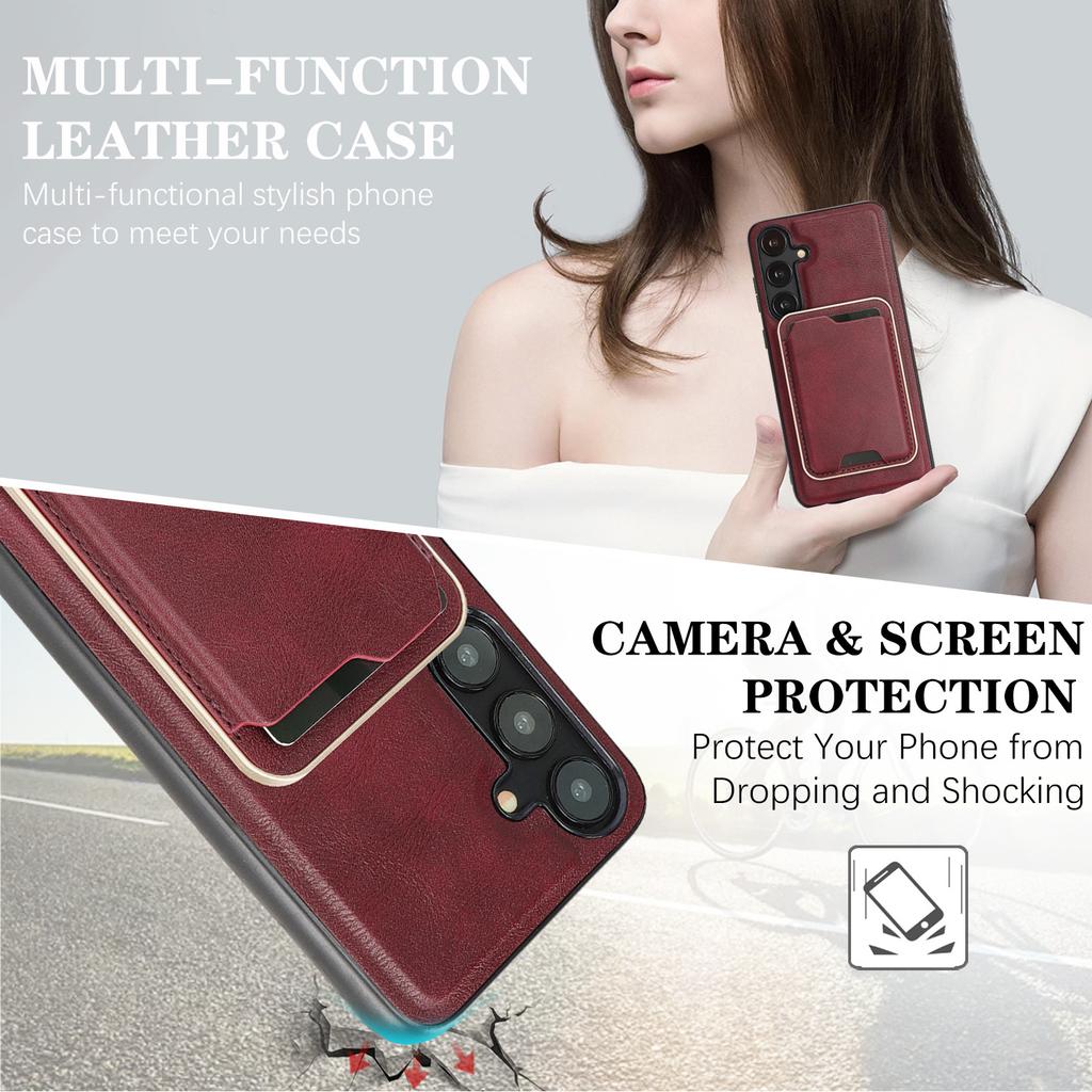 Ultra-thin Magnetic Card Holder Case for Samsung Galaxy A56 5G/A55/A54/A53/A52/A16/A15/A14 Wireless Charging Leather Phone Cover