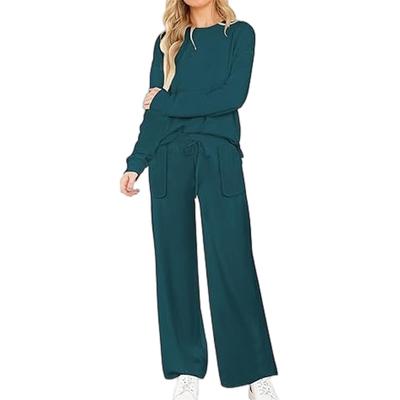 Einfarbiges, langärmliges Sportset mit Kapuze für Damen, Heimhose, Laufset