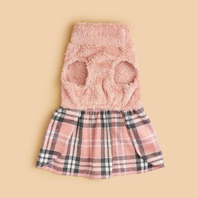 Hundekleid für kleine Hunde Warmes Kostüm Kariert bedruckt Welpe mit Hündchen Haustierkleidung Schleife Bekleidung für Hunde Katzen Alltagskleidung