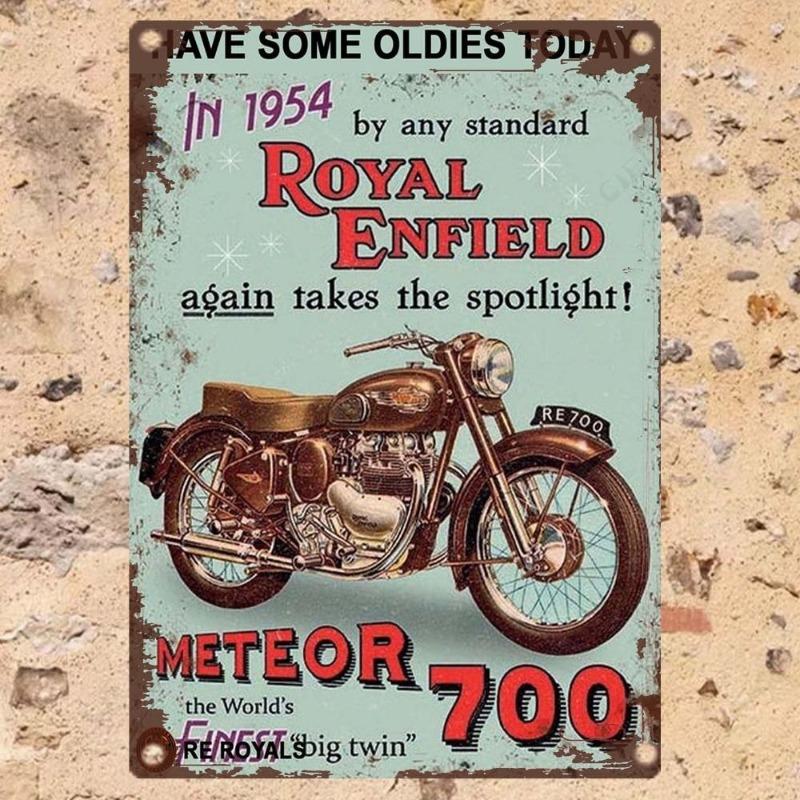 Motorcycle Metal Wall Sign, Garage Bar Decor 20x30cm