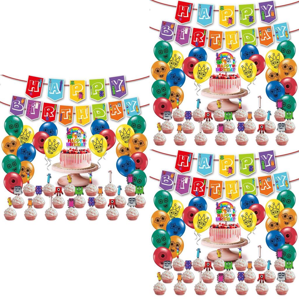 Delightful Numberblocks Theme Balloon Pull Flag Set For Festive Birthday Celebrations