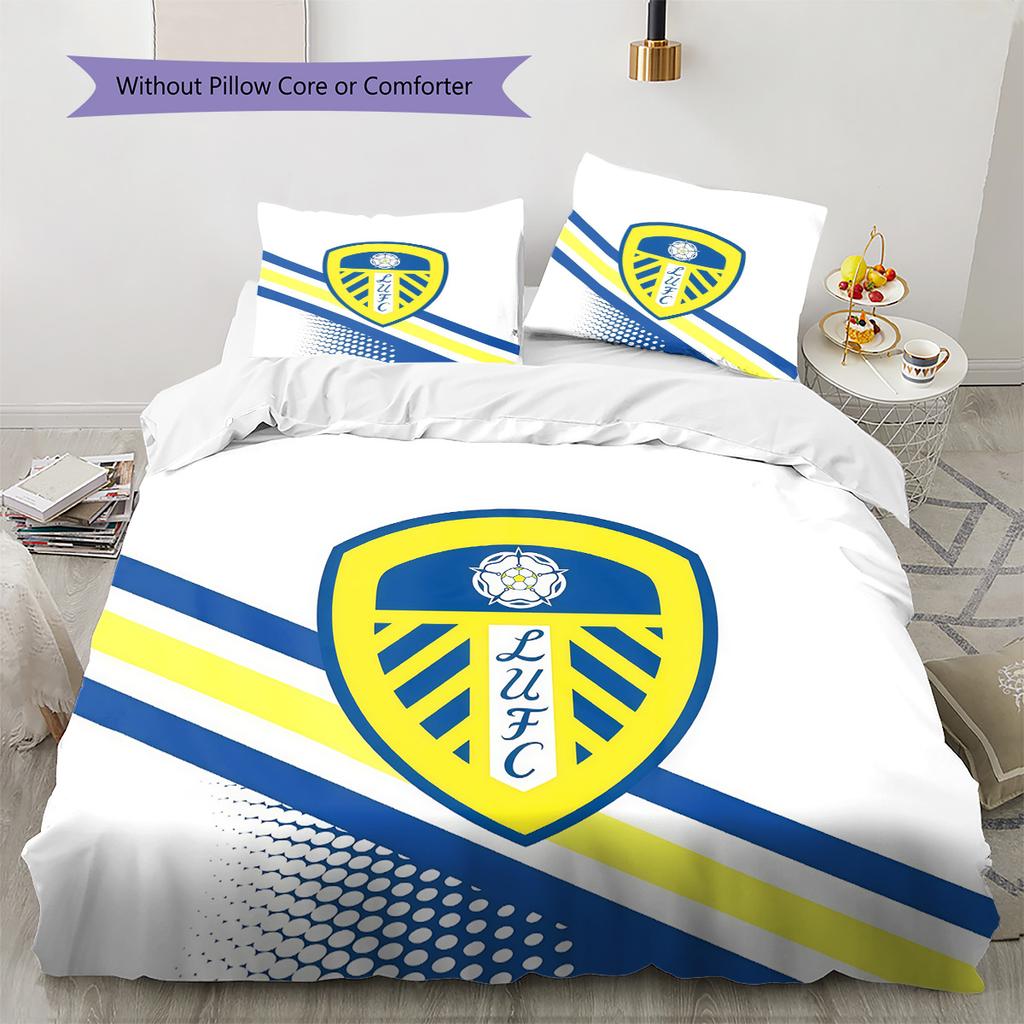 Leeds United Pattern Bedding Quilt Set  Home Decoration  Gift (1 * Duvet Cover + 2 * Pillowcase  Without Core).xwn