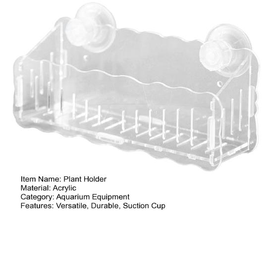 Portavaso per piante da acquario, sospeso, con ventose, in acrilico trasparente, per acquari