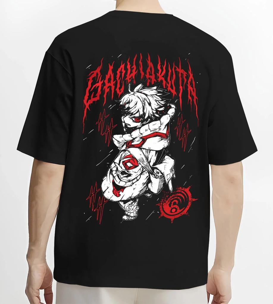 Men's T-shirt Gachiakuta Back Print Cotton Men Oversized Hip Hop Anime Short Sleeve Streetwear Male Clothing High Quality Short Sleeves