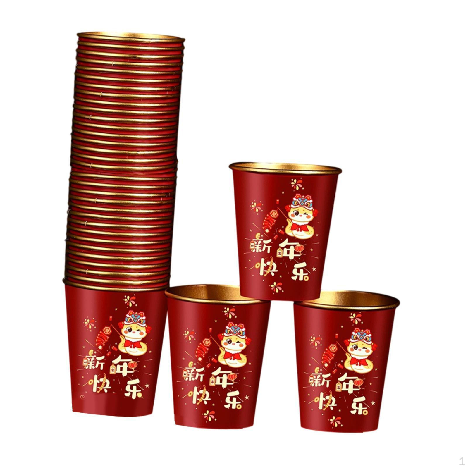 

50x Китайский Год Одноразовые Бумажные Стаканчики Красные Питьевые Стиль A Style B