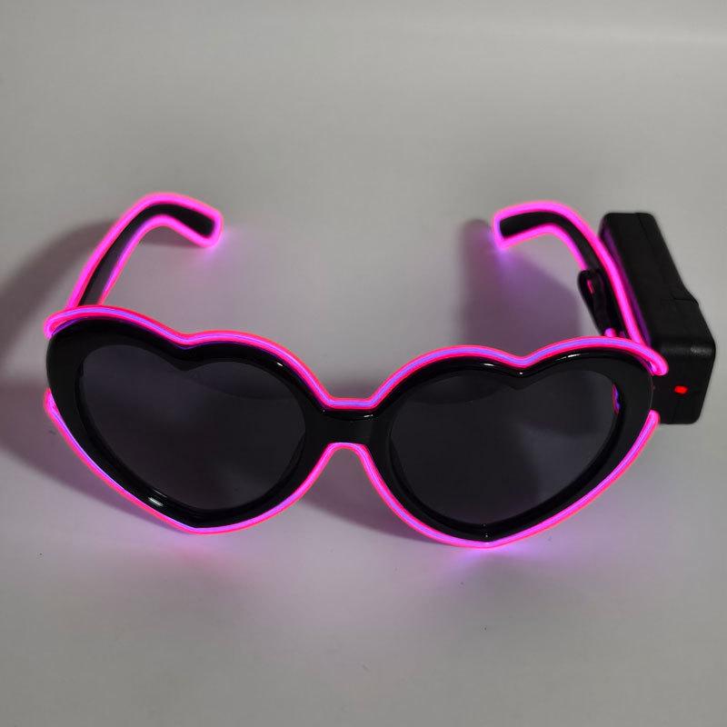 Pink Heart Glitter Light-Up Glasses for Parties and Photography