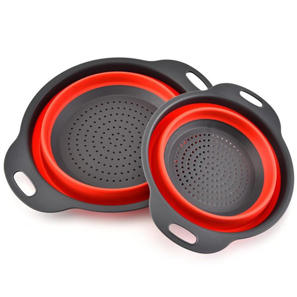 Collapsible Colander Set of 2 Silicone Kitchen Strainer Set, Perfect for Draining Pasta, Vegetable and Fruit for Kitchen Use