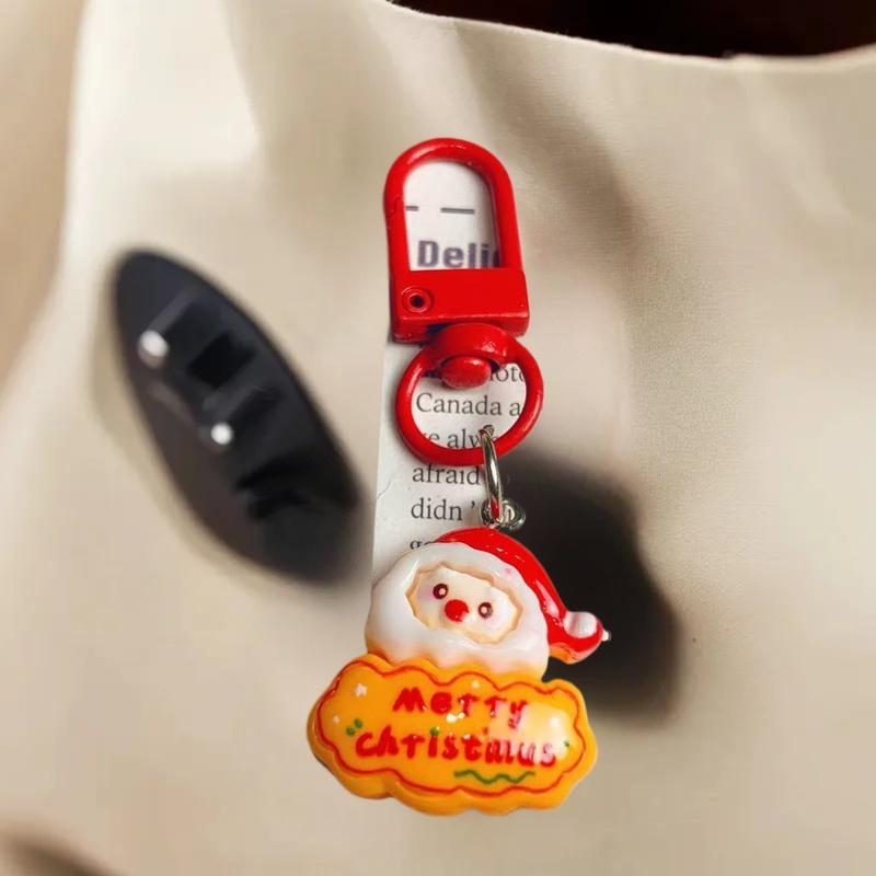1/6Pcs Cute Student Gift Set of Cartoon Santa Claus Pendant Keychains, Ideal for Christmas Party.