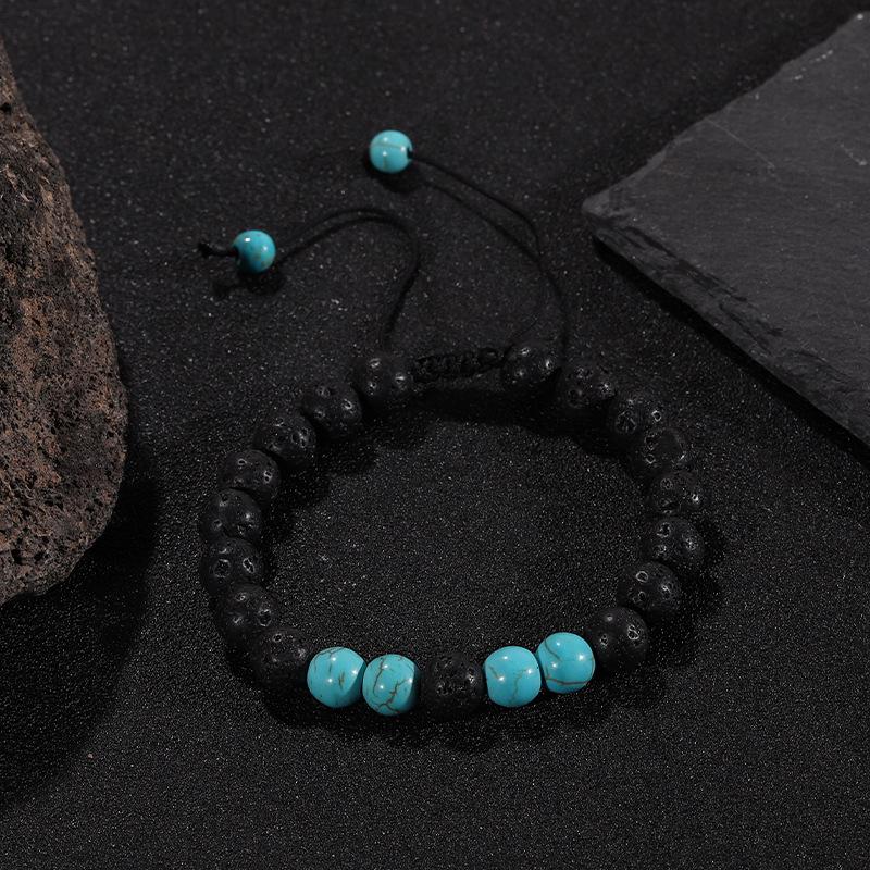 Браслет из камня Тигровый глаз и вулканического камня Энергетический браслет из лавы для йоги Плетеный браслет с регулируемым размером Мужской браслет