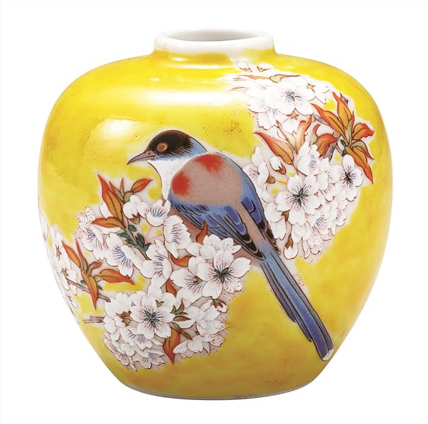 Kutani Ware Iwataya No. 3 Single Flower, Yoshidaya Mountain Cherry Blossom and Bird K9-1279