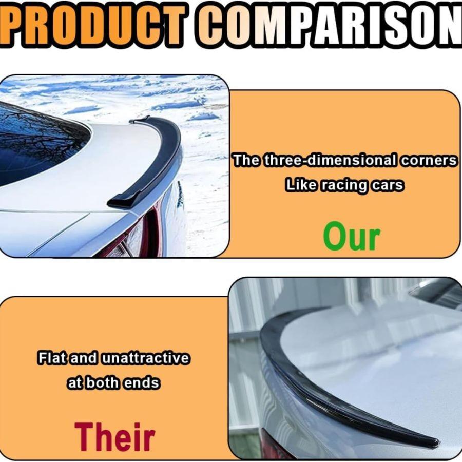 Rear Spoiler Roof Lip Kit, Rubber Trunk Spoiler Trim Strip Cool Car Matte black