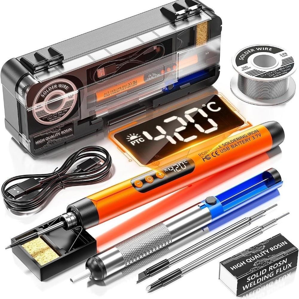 Adjustable Temperature USB Soldering Iron Set Cordless Soldering Pen Set  DIY Repair