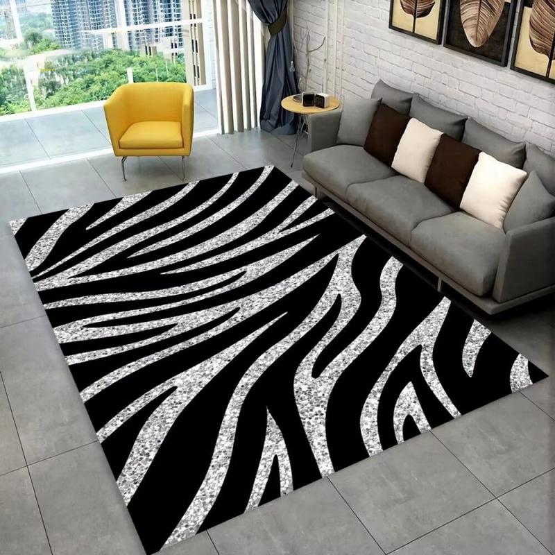 3D-Teppich mit buntem Zebra-Muster, Teppich für Wohnzimmer, Schlafzimmer, Sofa, Büro, Fußmatte, Dekoration, rutschfeste Bodenmatte für Kinder